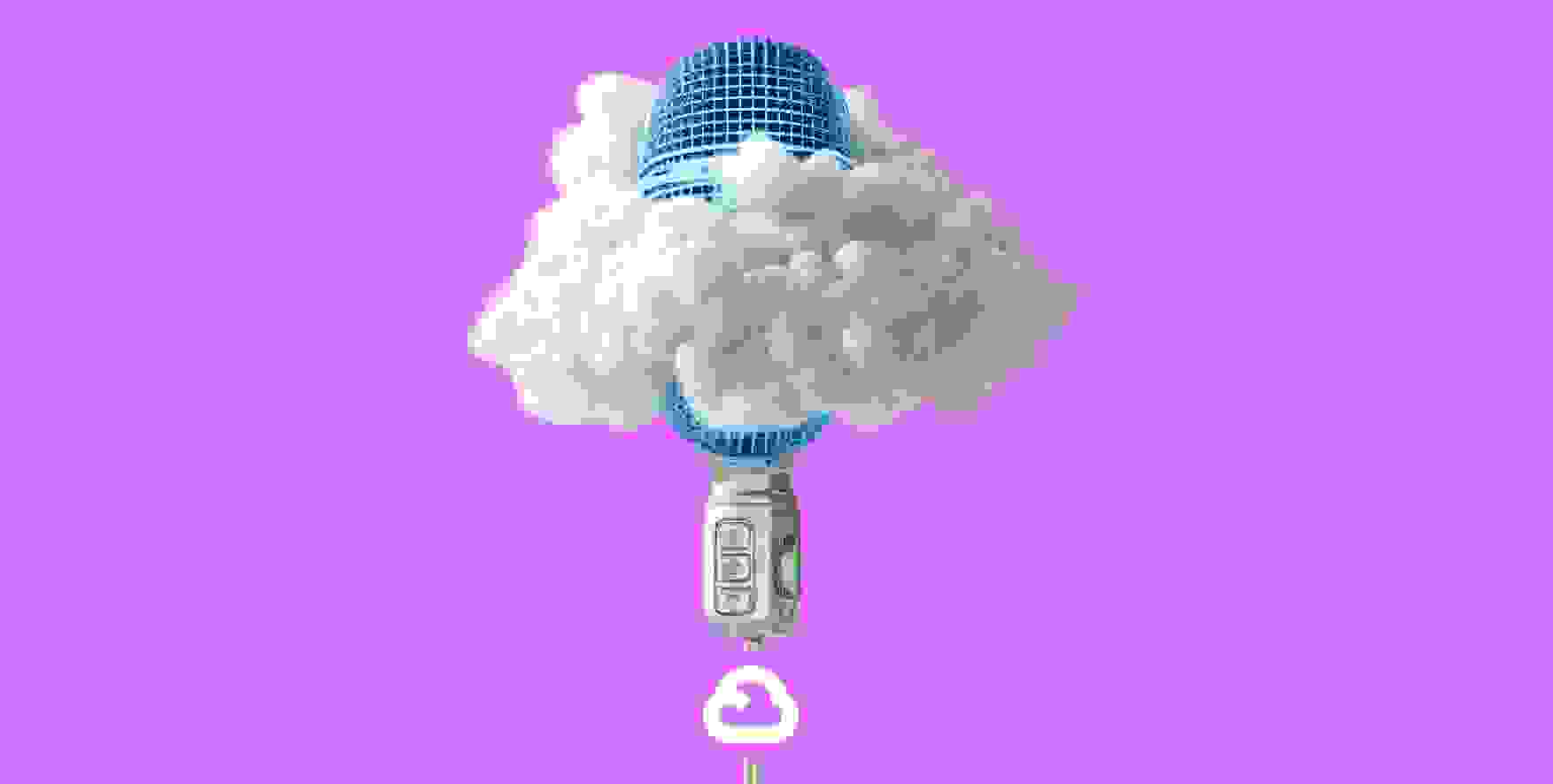a microphone in the cloud above the Google Cloud platform icon