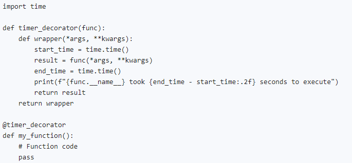 How would you implement a timer decorator to measure the execution time of a function