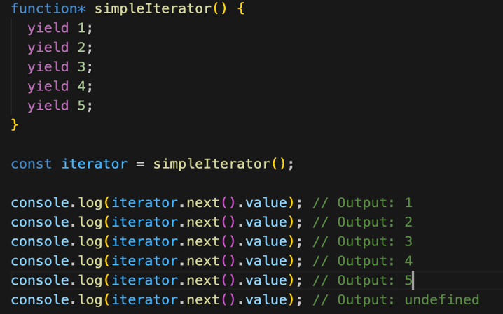 JavaScript iterator function