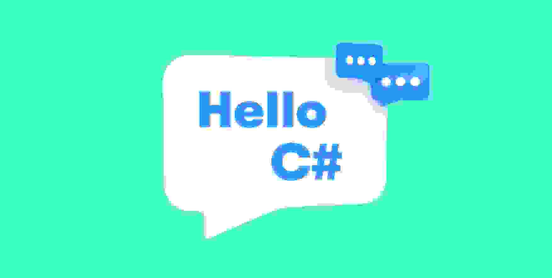 Hello C# in a speech bubble