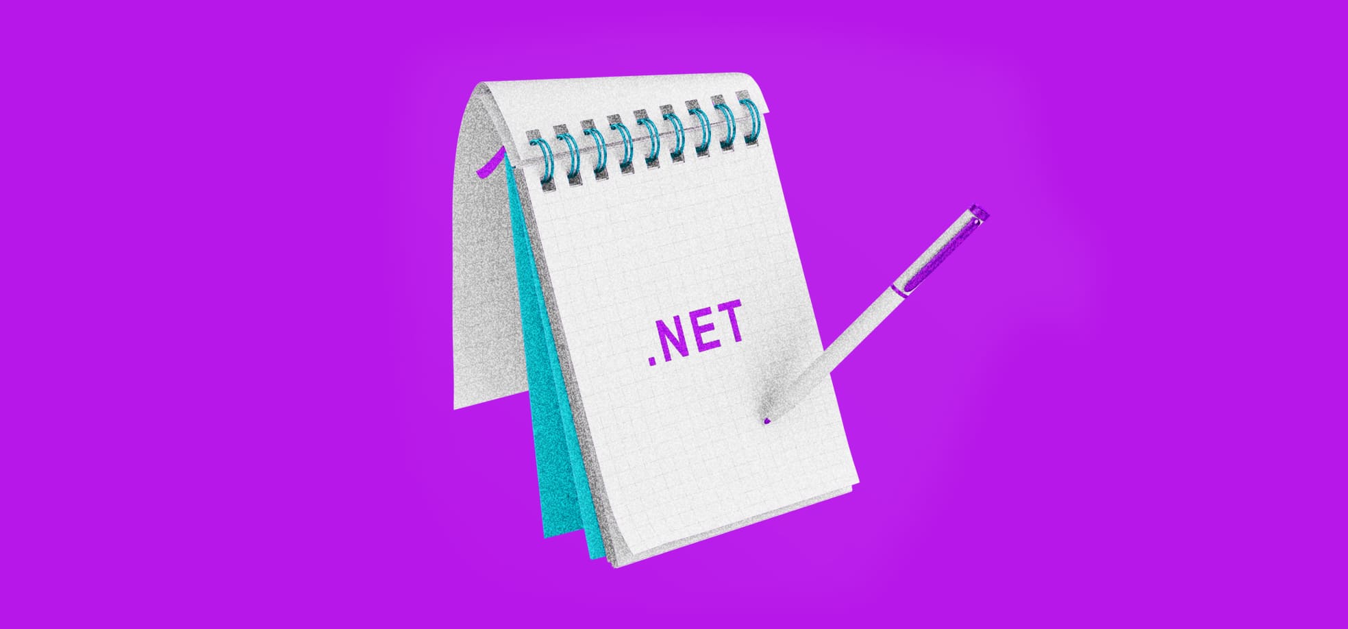 Notebook with pen on a purple background illustration
