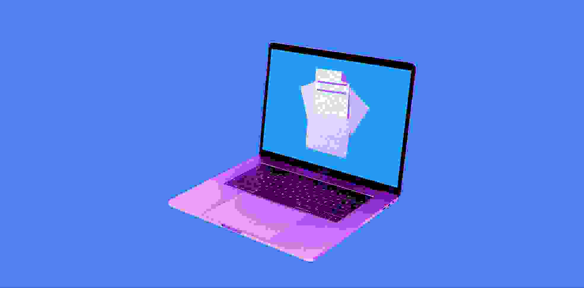 laptop on blue background