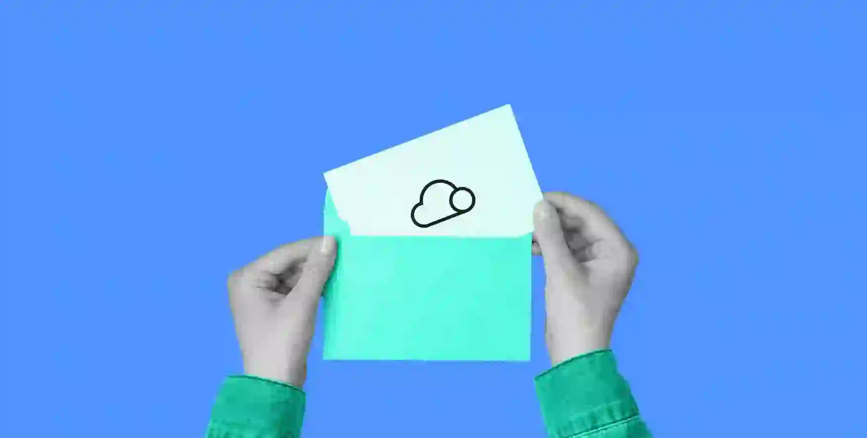a sheet of paper with a cloud symbol in an envelope