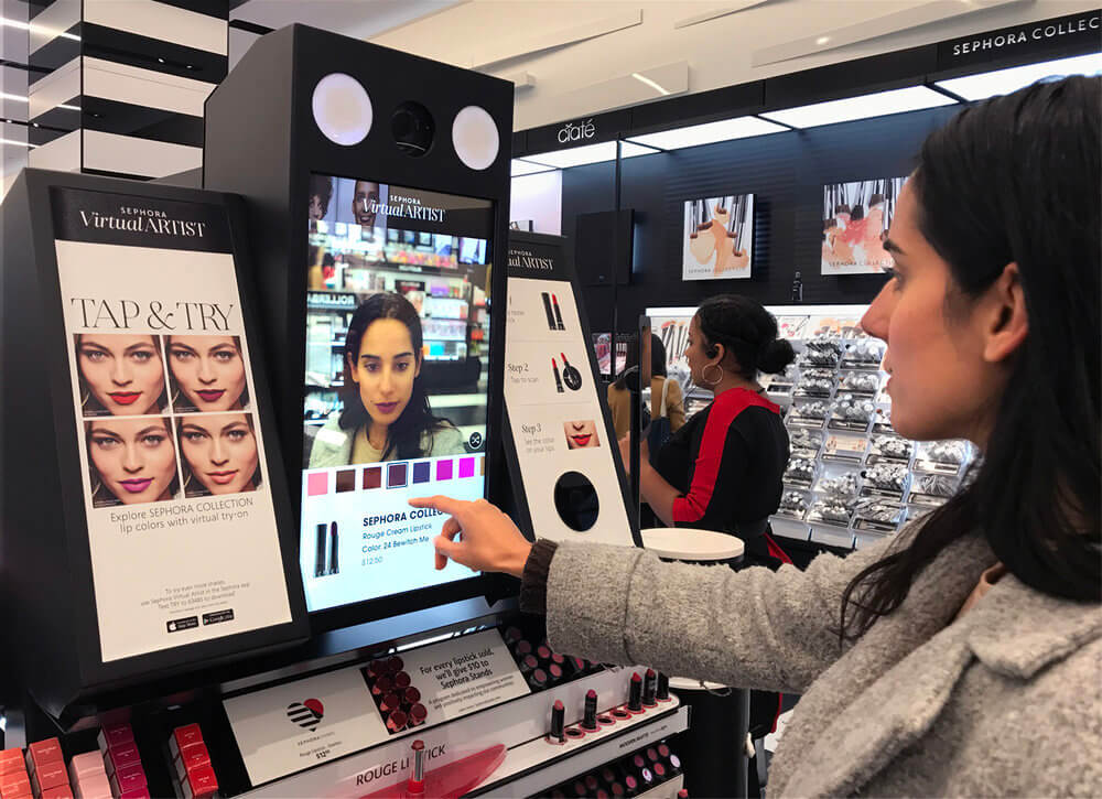 Sephora Virtual Artist interface at one of the company’s stores illustration