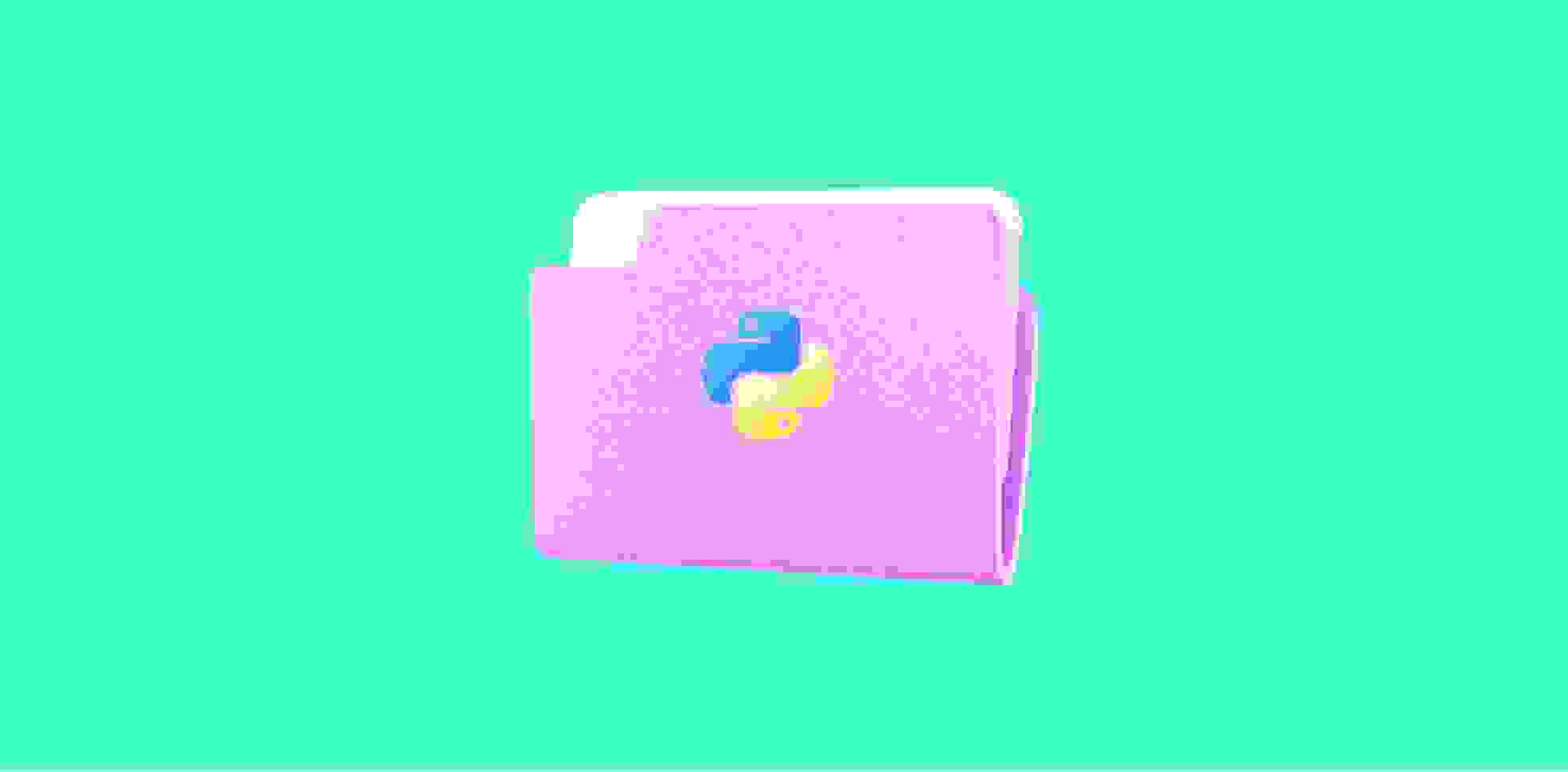 python logo on a purple folder on a green background