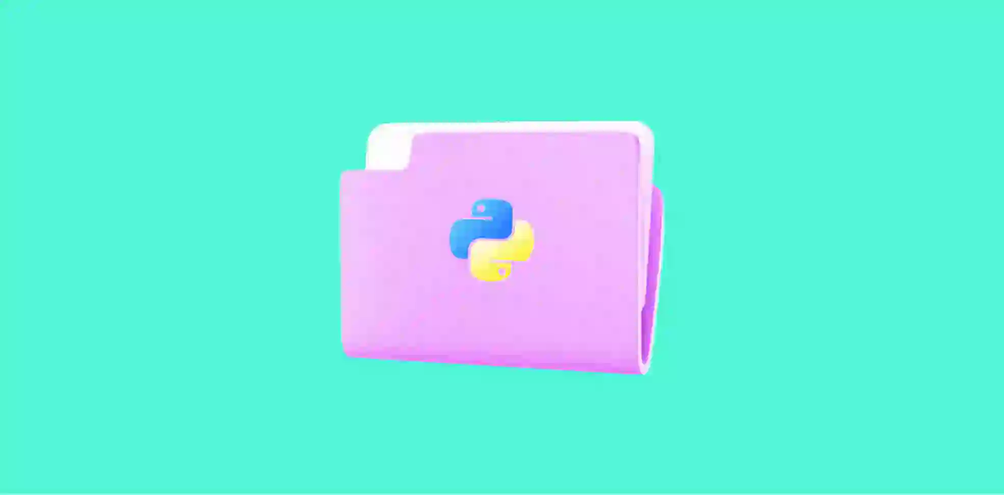 python logo on a purple folder on a green background