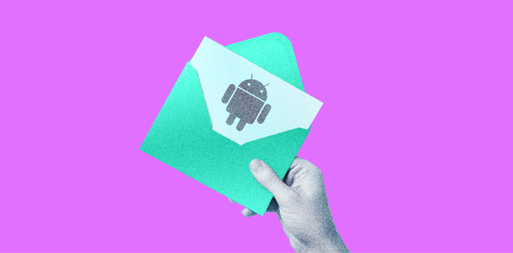 figure of android on a sheet in an envelope