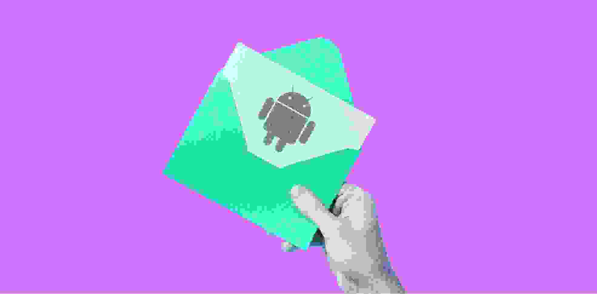 figure of android on a sheet in an envelope