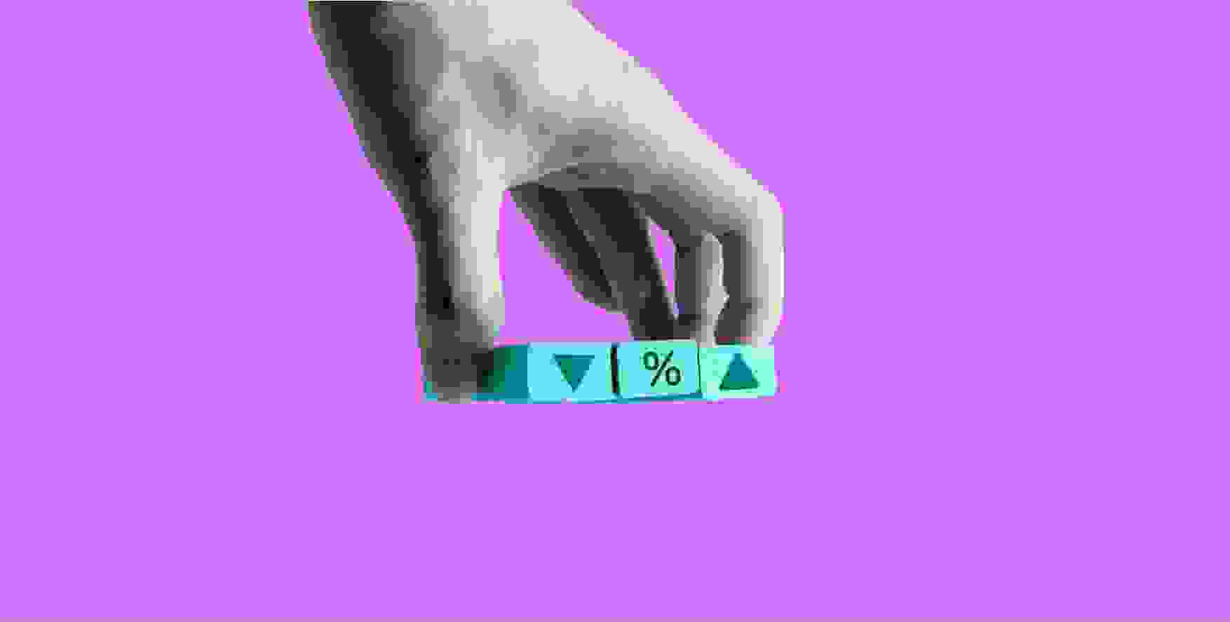 hand holding cubes with symbols on blue background