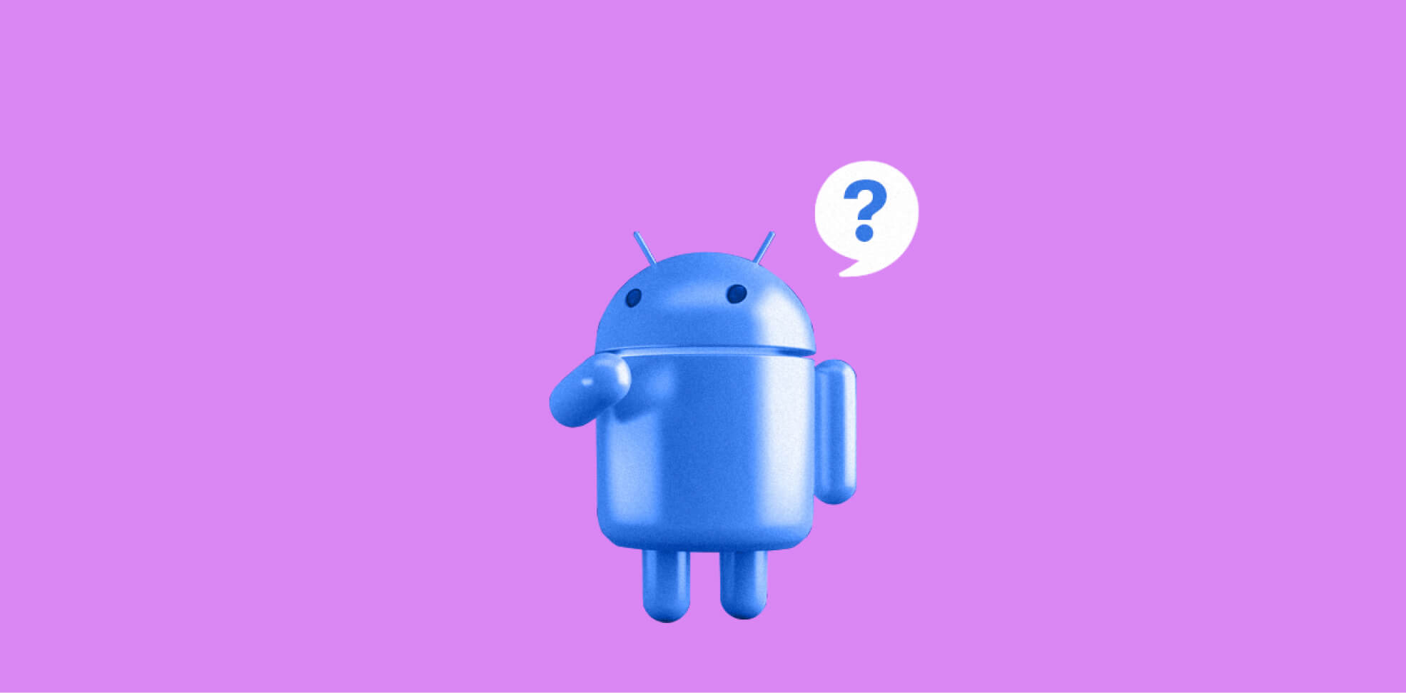 figurilla androide azul sobre fondo morado