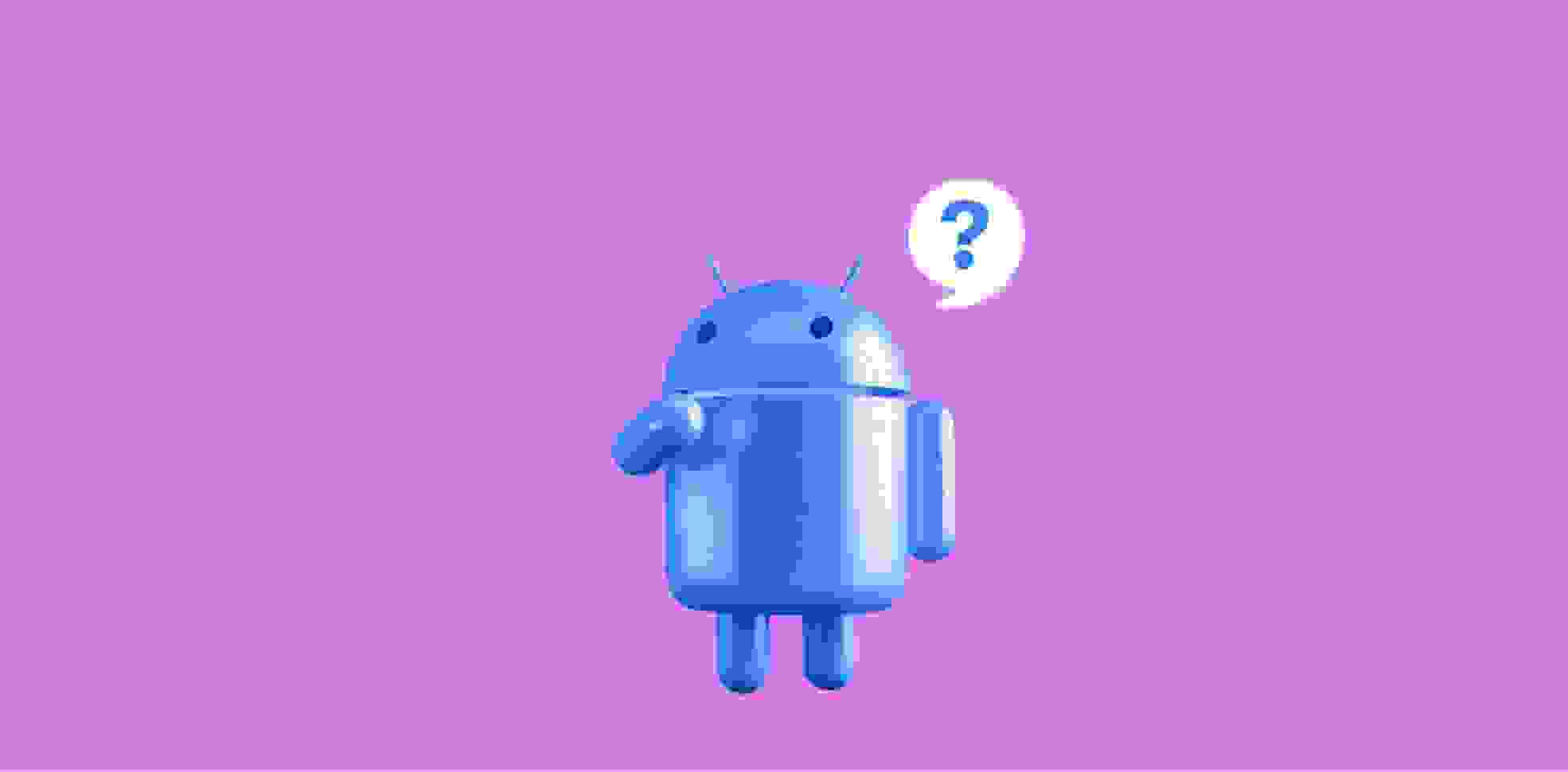 blue android figurine on purple background