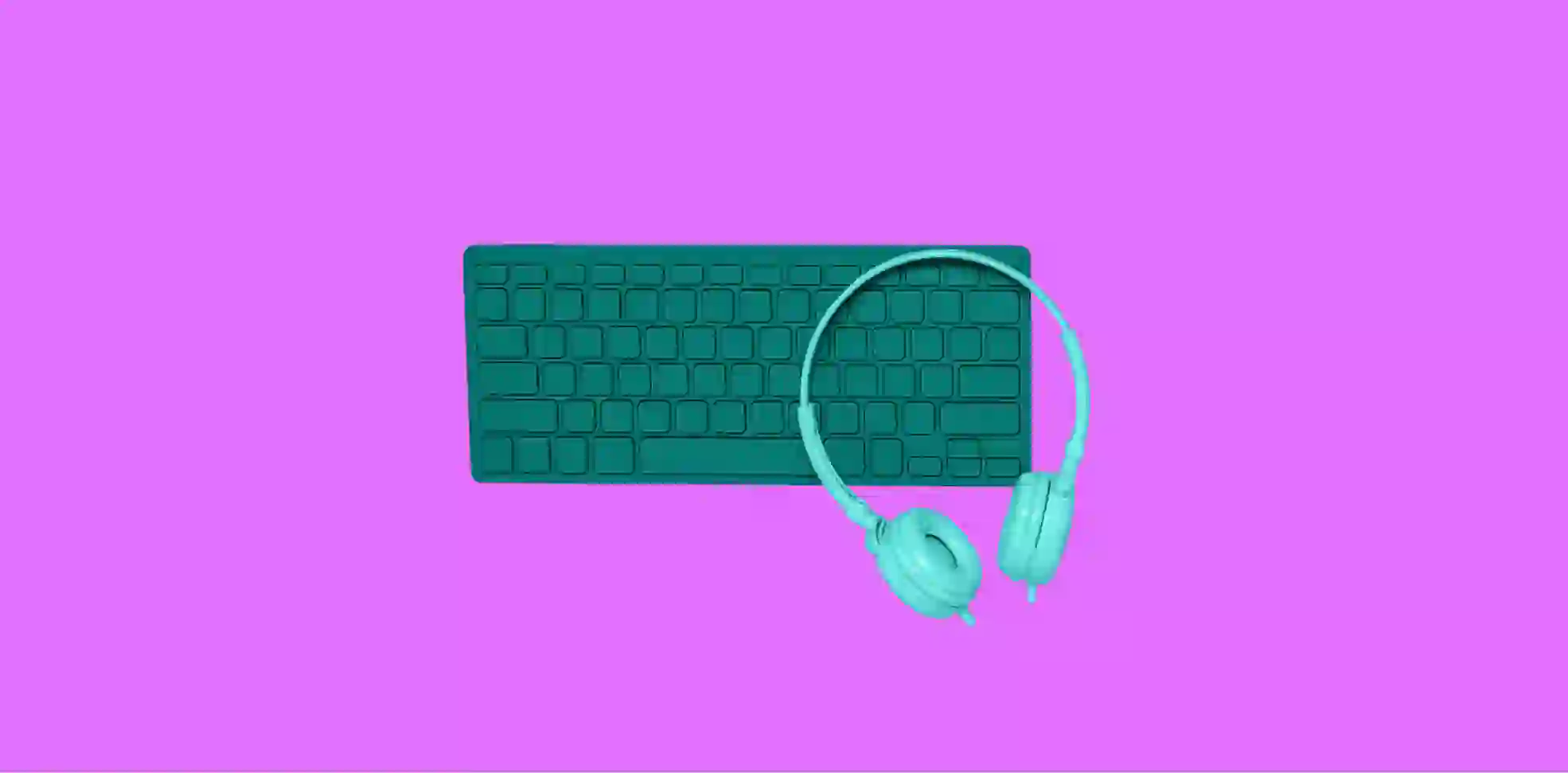 a keyboard and headphones