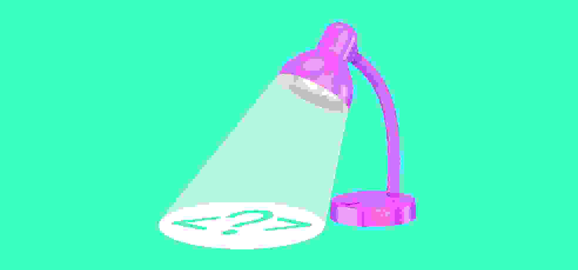 illustration of a purple lamp on a green background