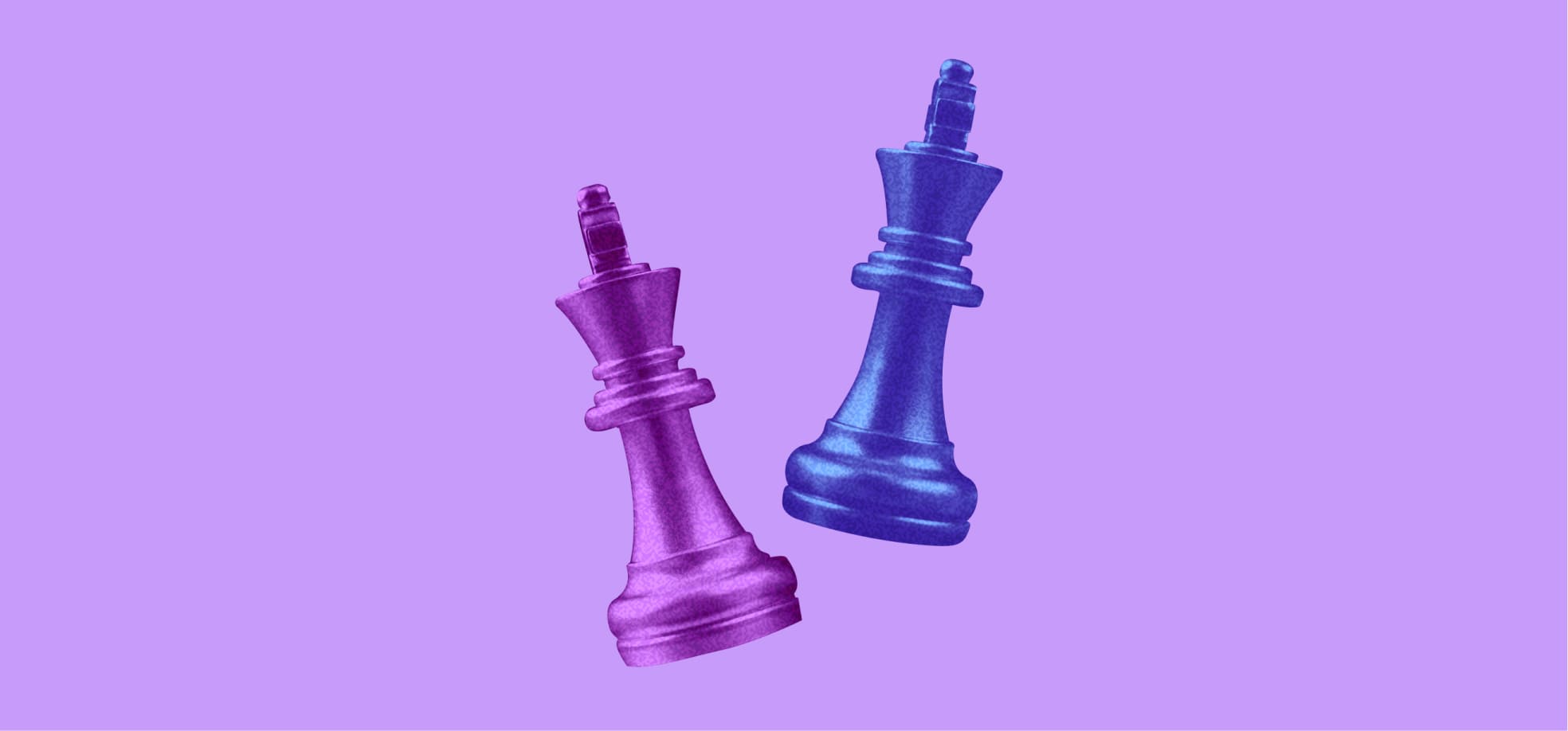 chess king and queen figure illustrations on a purple background