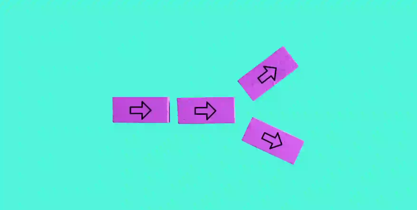 arrows on purple cards on green background