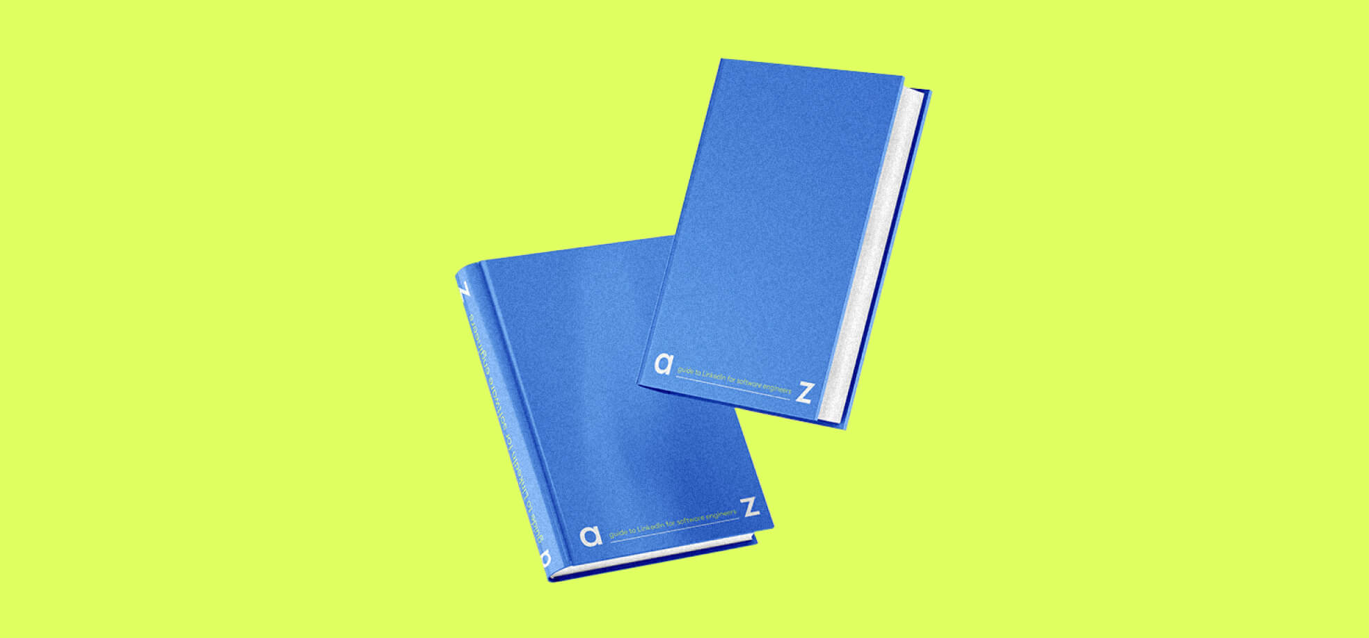 2 blue books illustration on a green background 