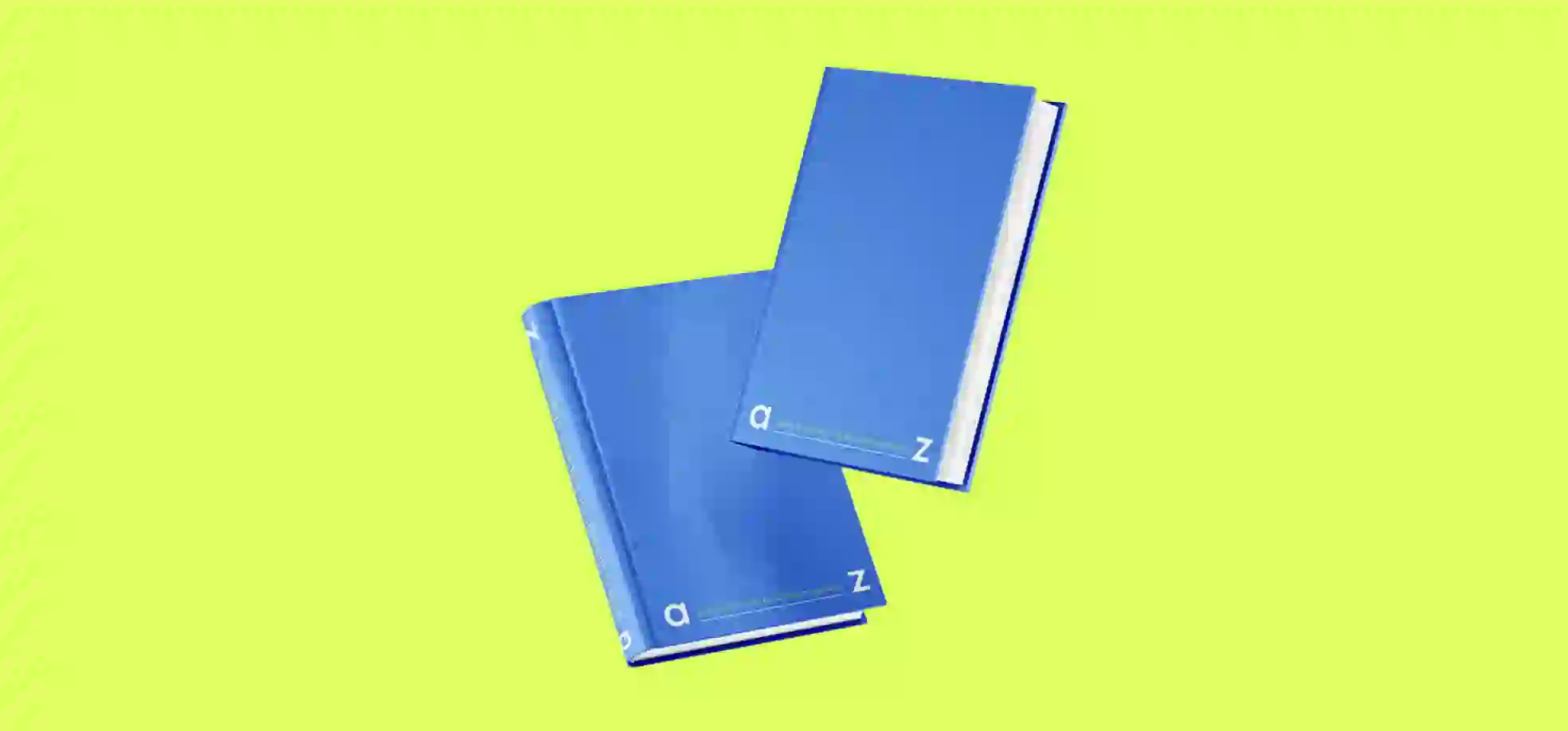 2 blue books illustration on a green background 