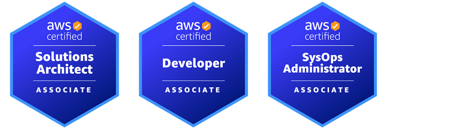 AWS cloud certification badges: associate