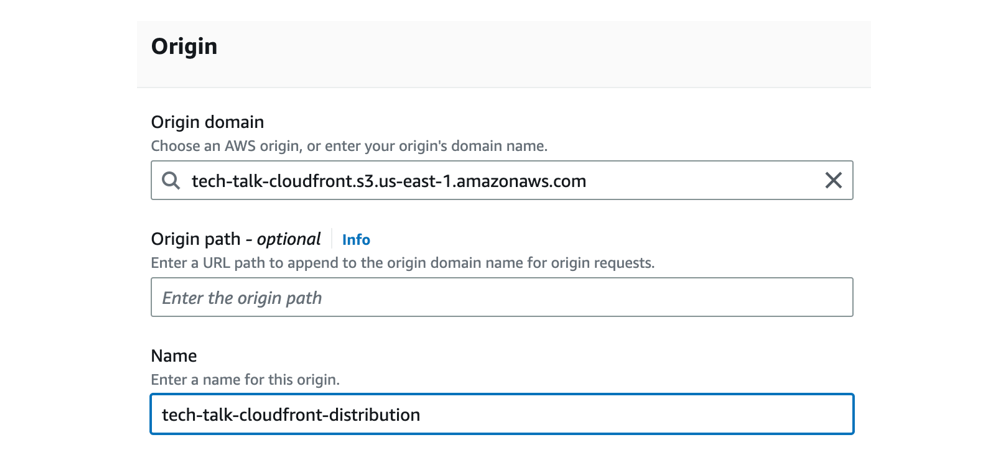 Creation of a CloudFront distribution