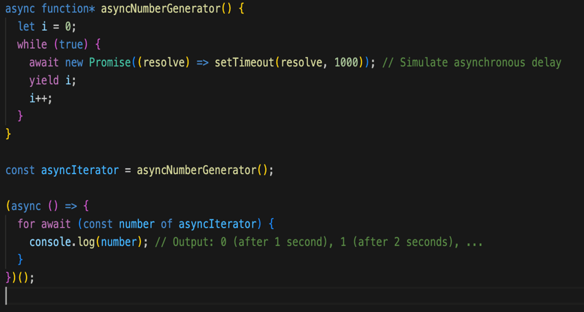 JavaScript: пример асинхронного итератора на основе генератора