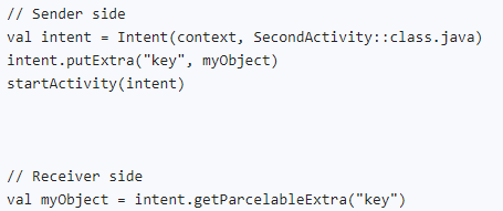 Example of passing an object using Parcelable