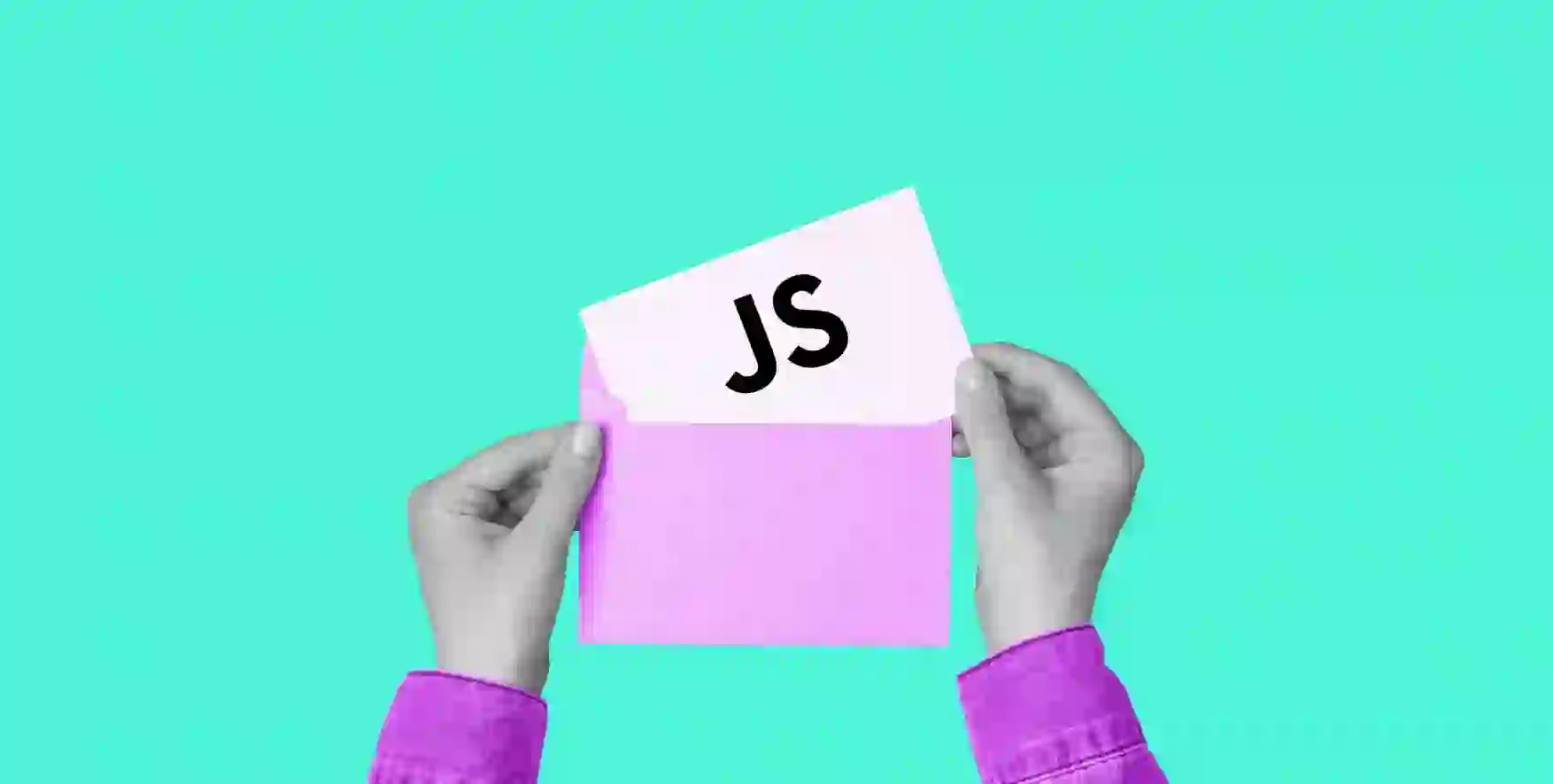 a sheet of paper with a symbol of JavaScript in an envelope