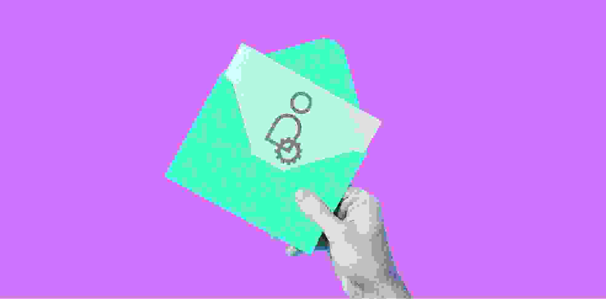 figure of a man on a sheet in an envelope