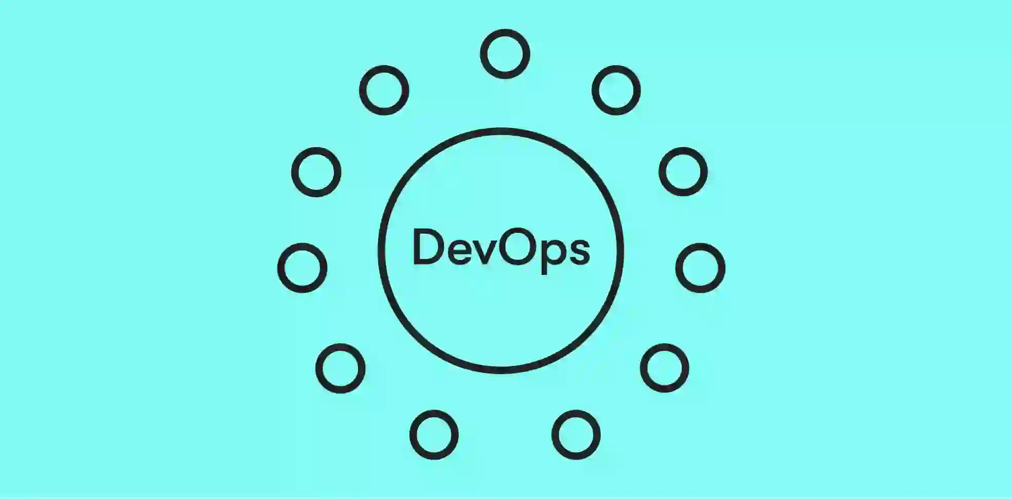 word devops in a circle on blue background