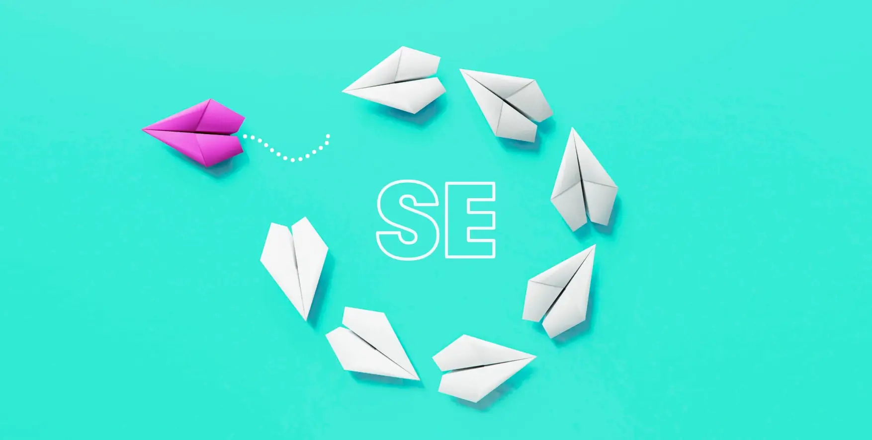 paper airplanes fly around the Selenium logo
