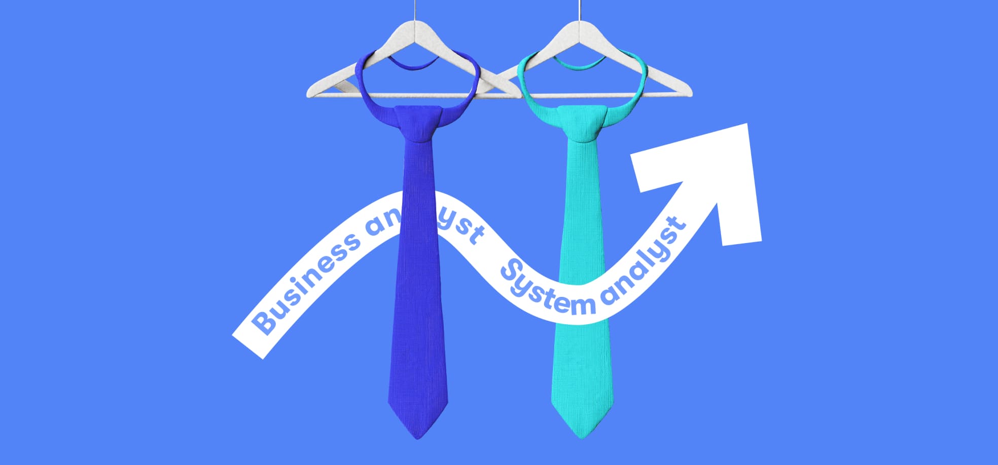 blue and green tie illustration representing a business analyst and systems analyst