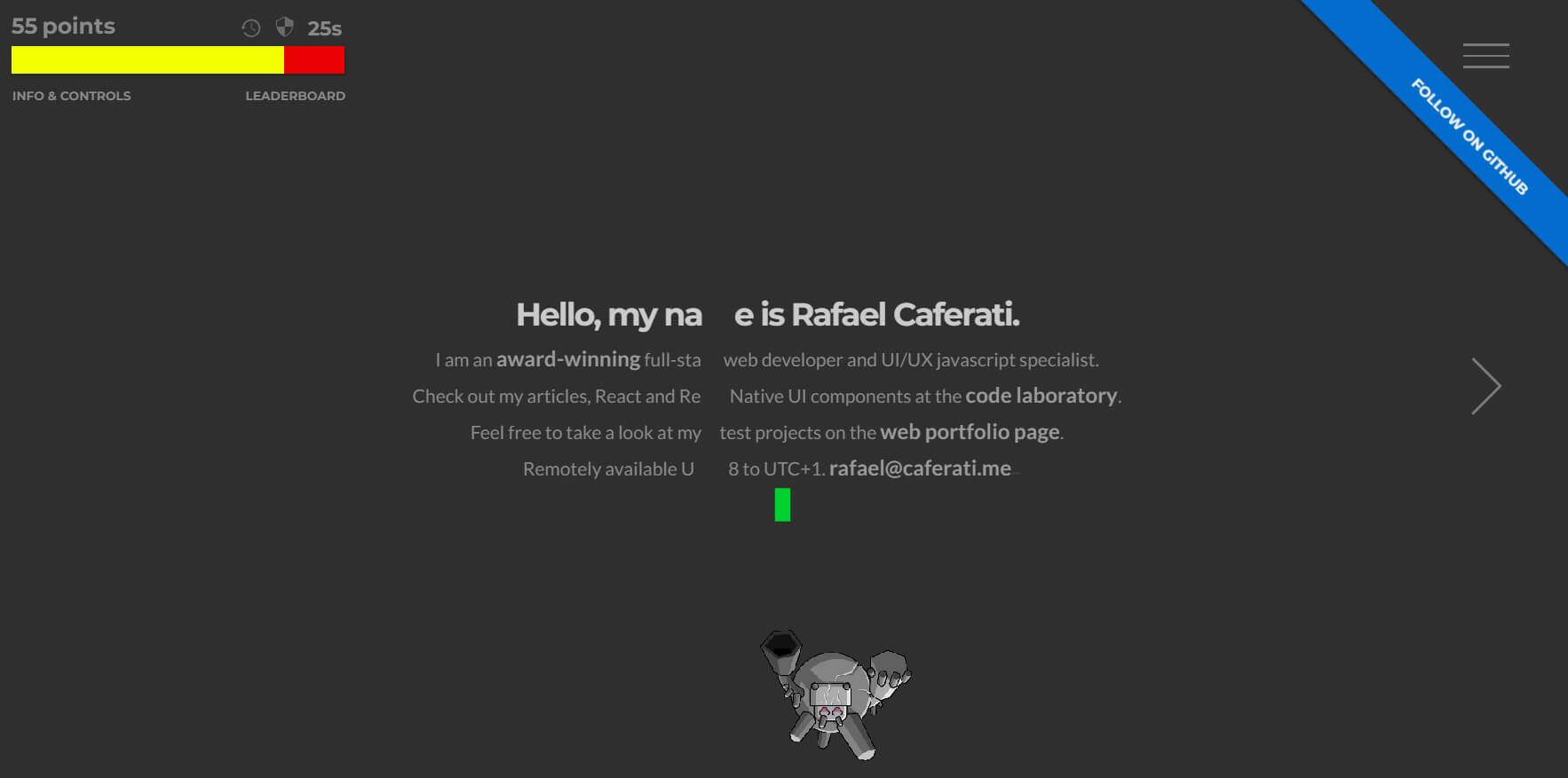 Rafael Caferati as a backend developer portfolio example