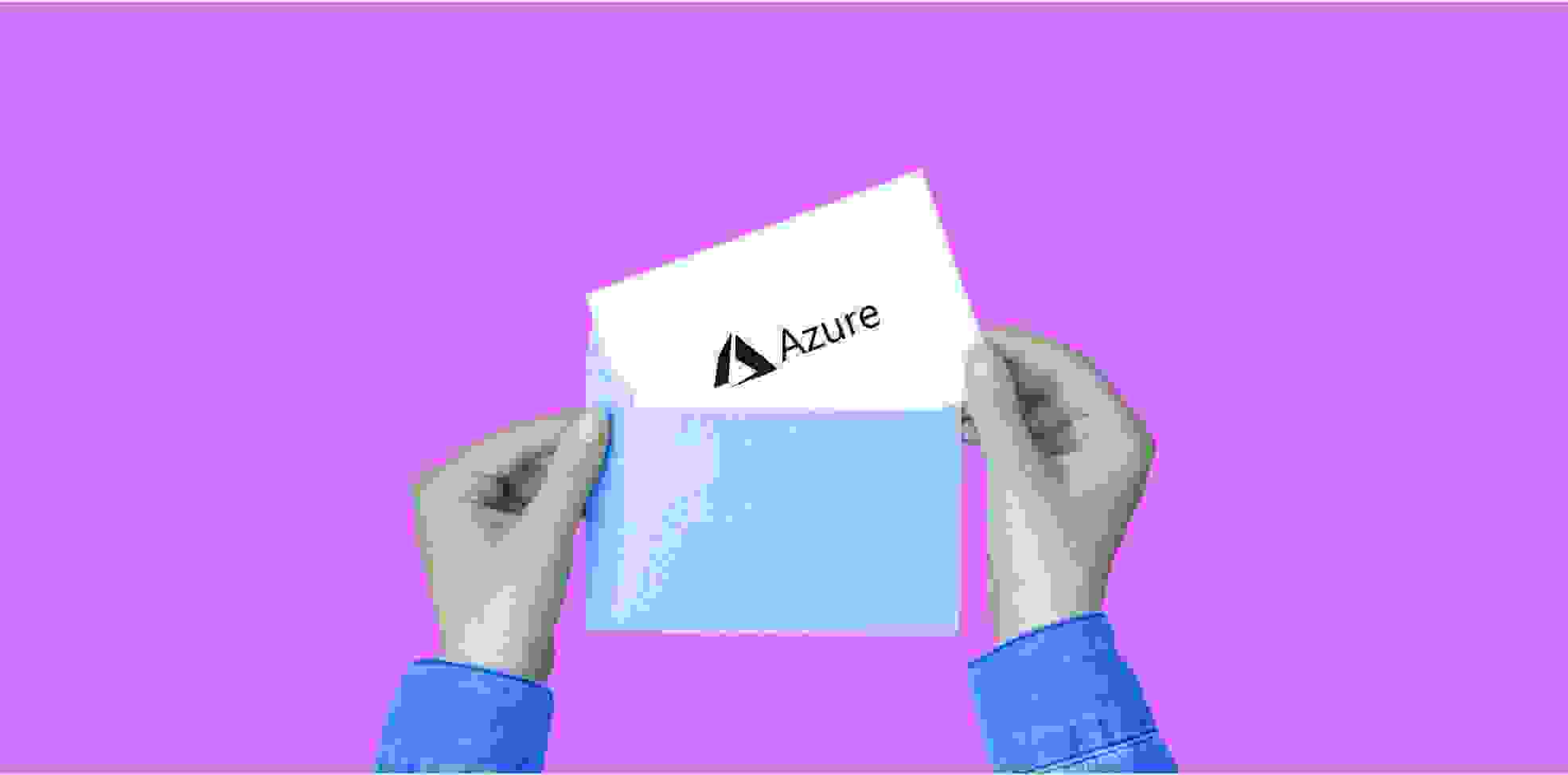 a sheet of paper with a word Azure in an envelope