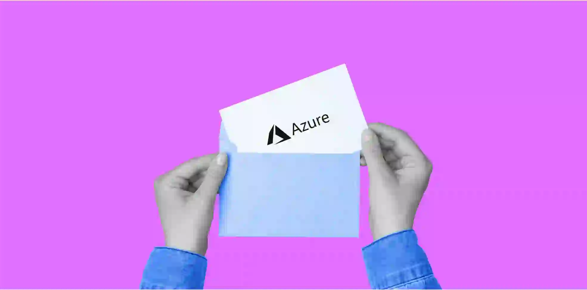a sheet of paper with a word Azure in an envelope