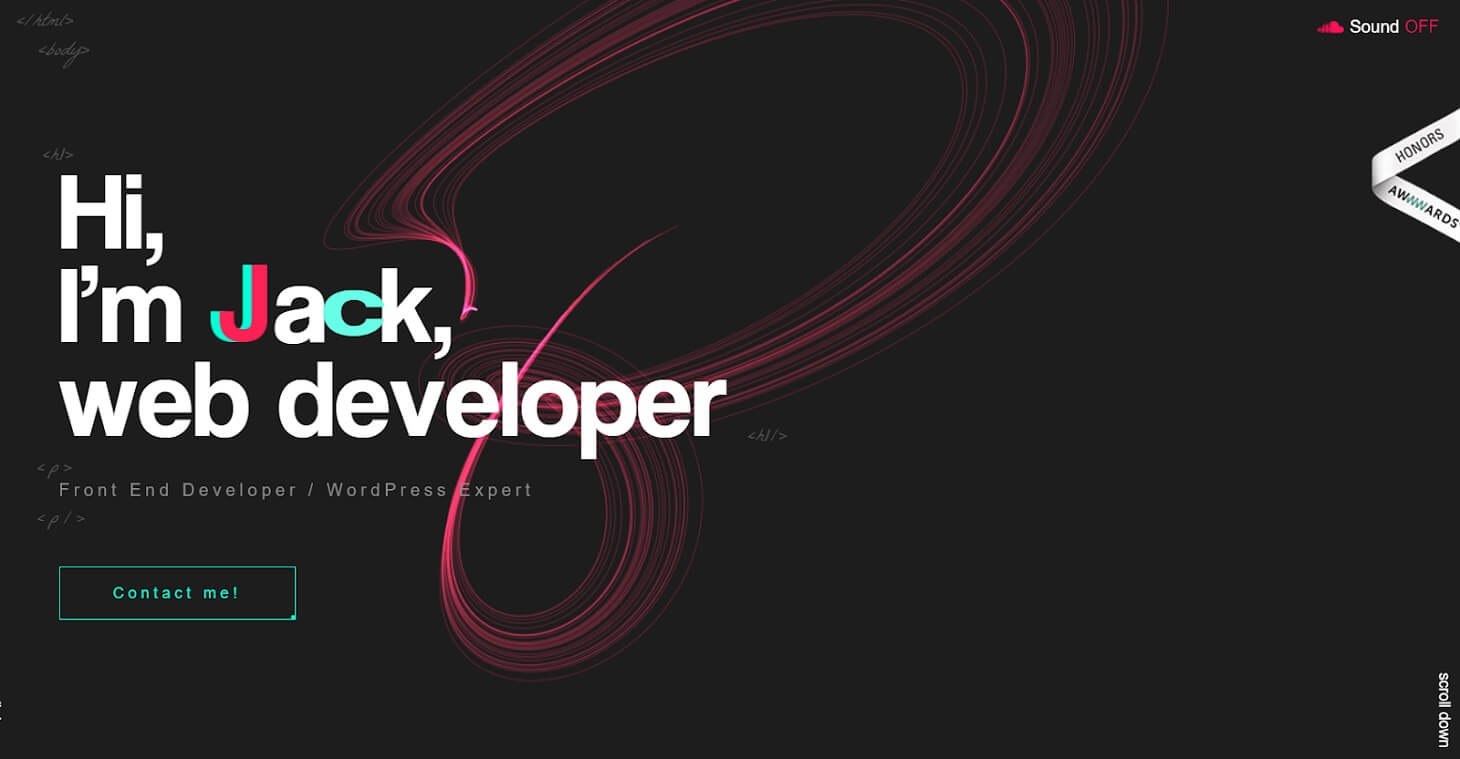 Jacek Jeznach's web developer portfolio example