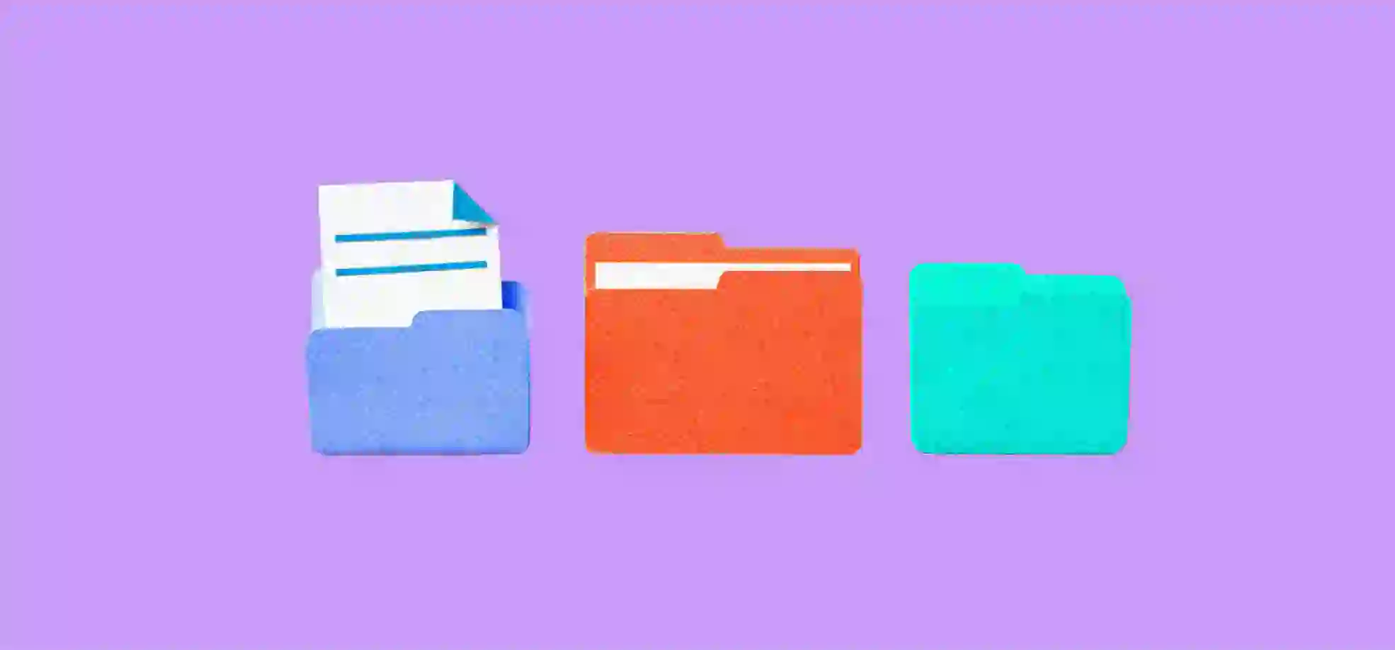 folders with documents on a purple background