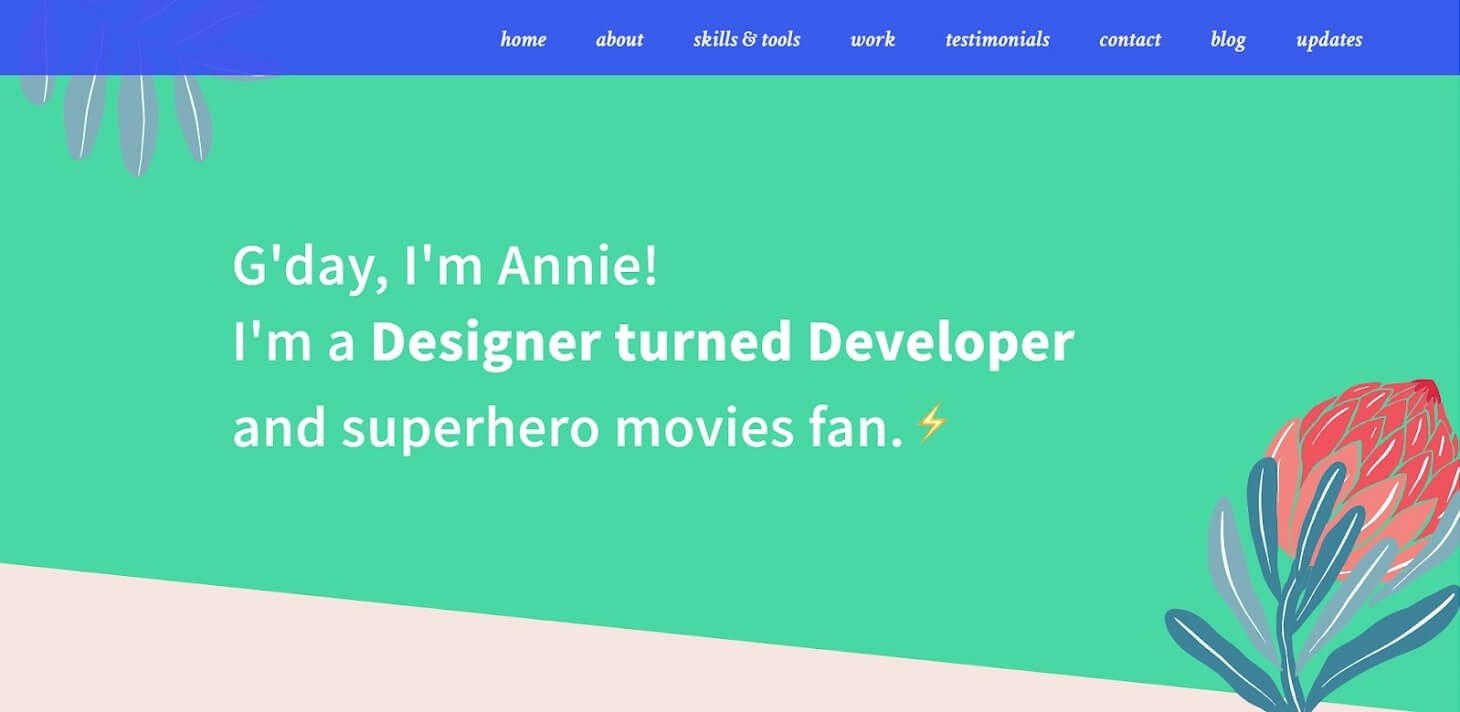 Annie Bombanie's programmers portfolio example