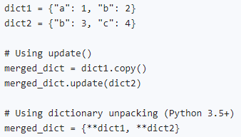 How would you merge two dictionaries in Python