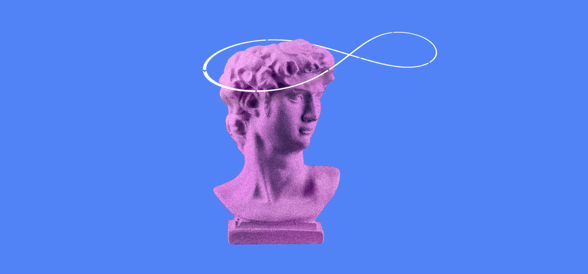 illustration of a Bust of David on a blue background