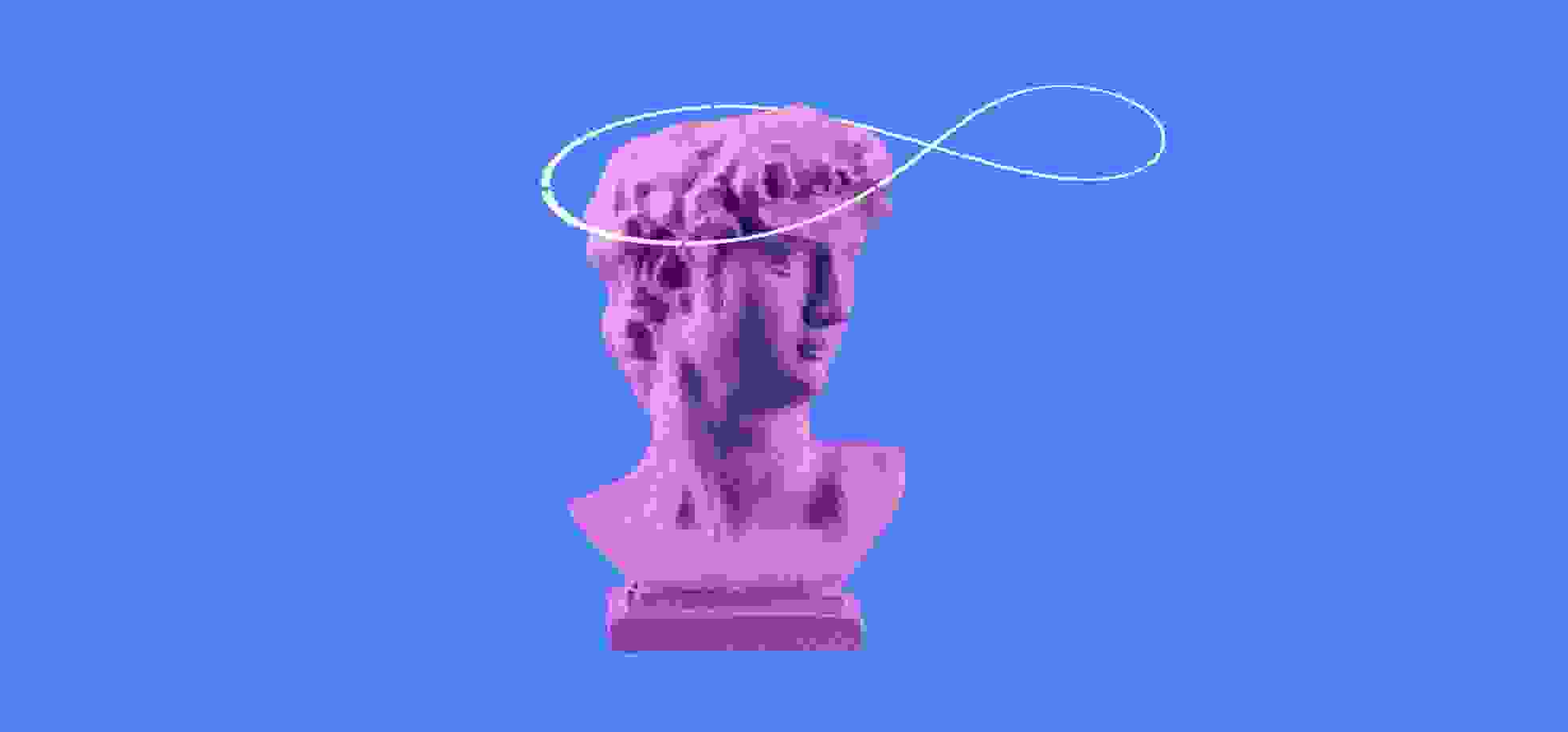 illustration of a Bust of David on a blue background