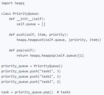 How would you implement a simple priority queue in Python