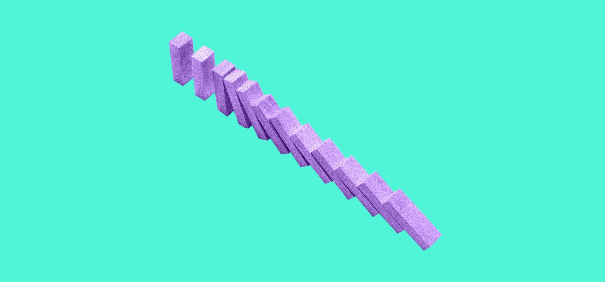 blue domino effect illustration on a purple background