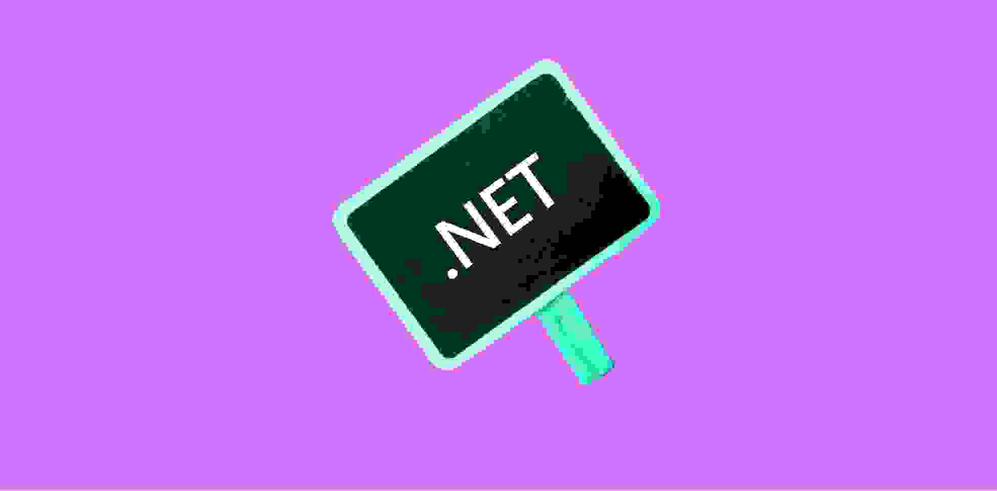 card with a word .NET on a purple background