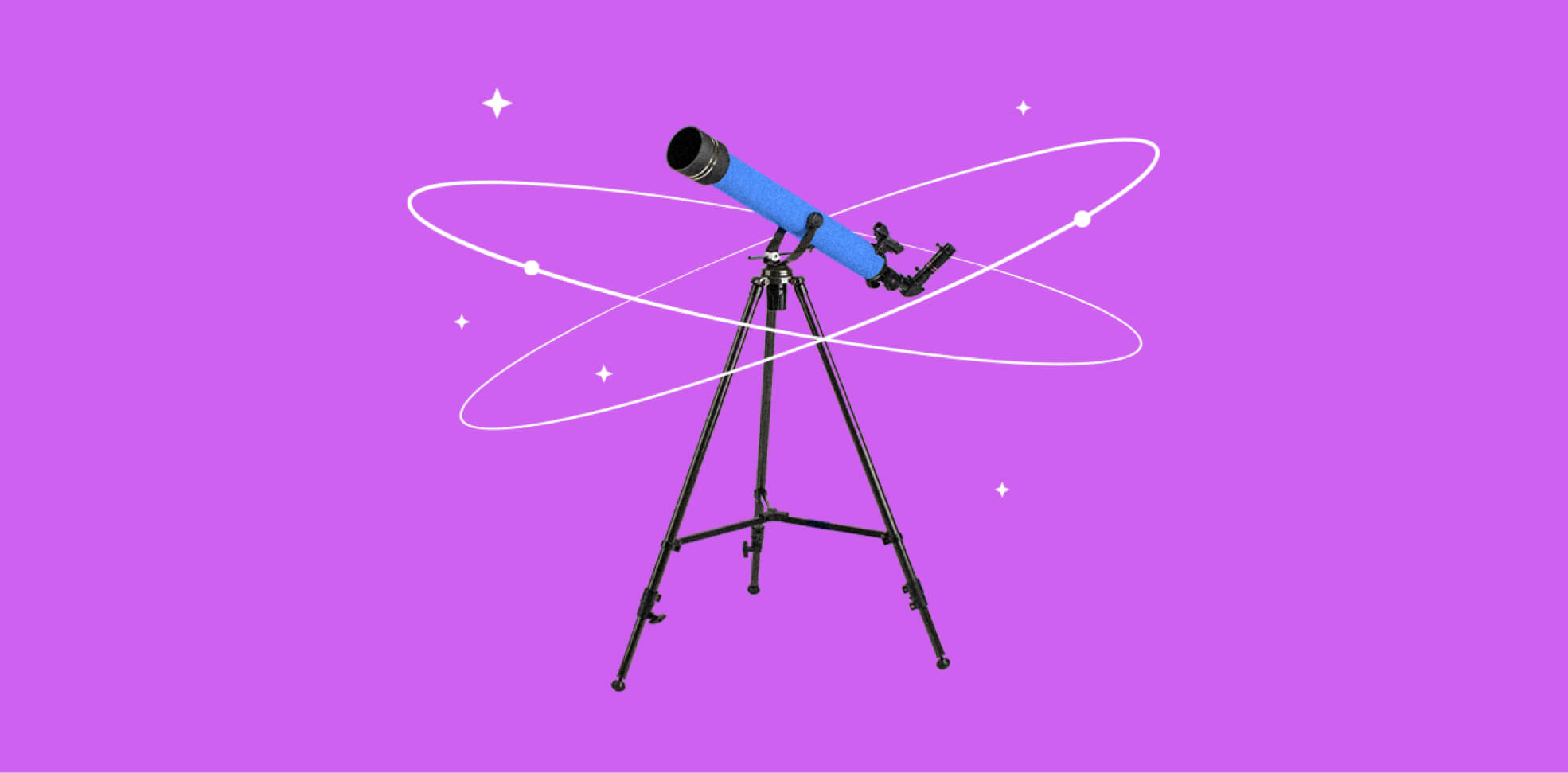 telescope on purple background