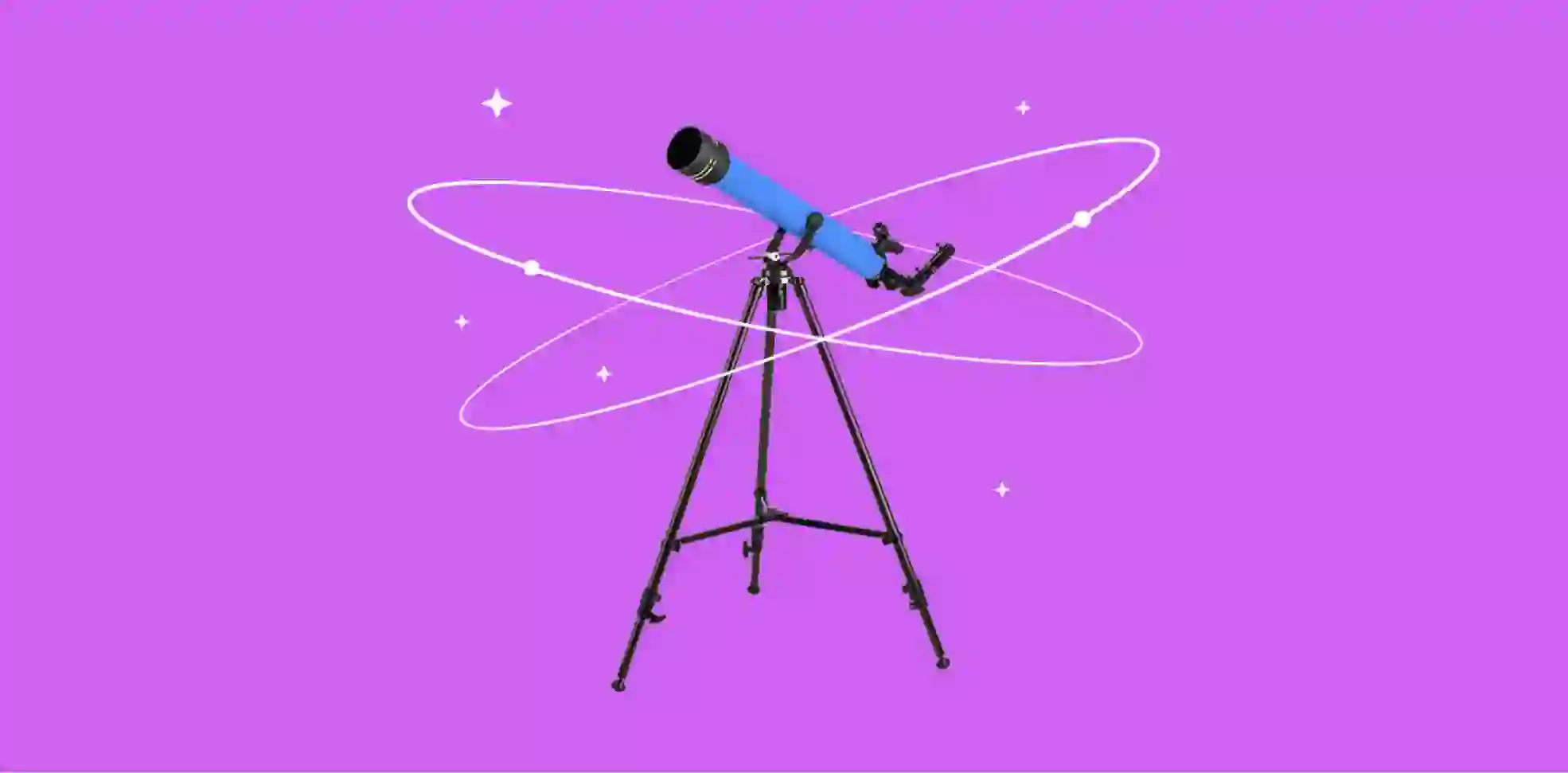telescope on purple background
