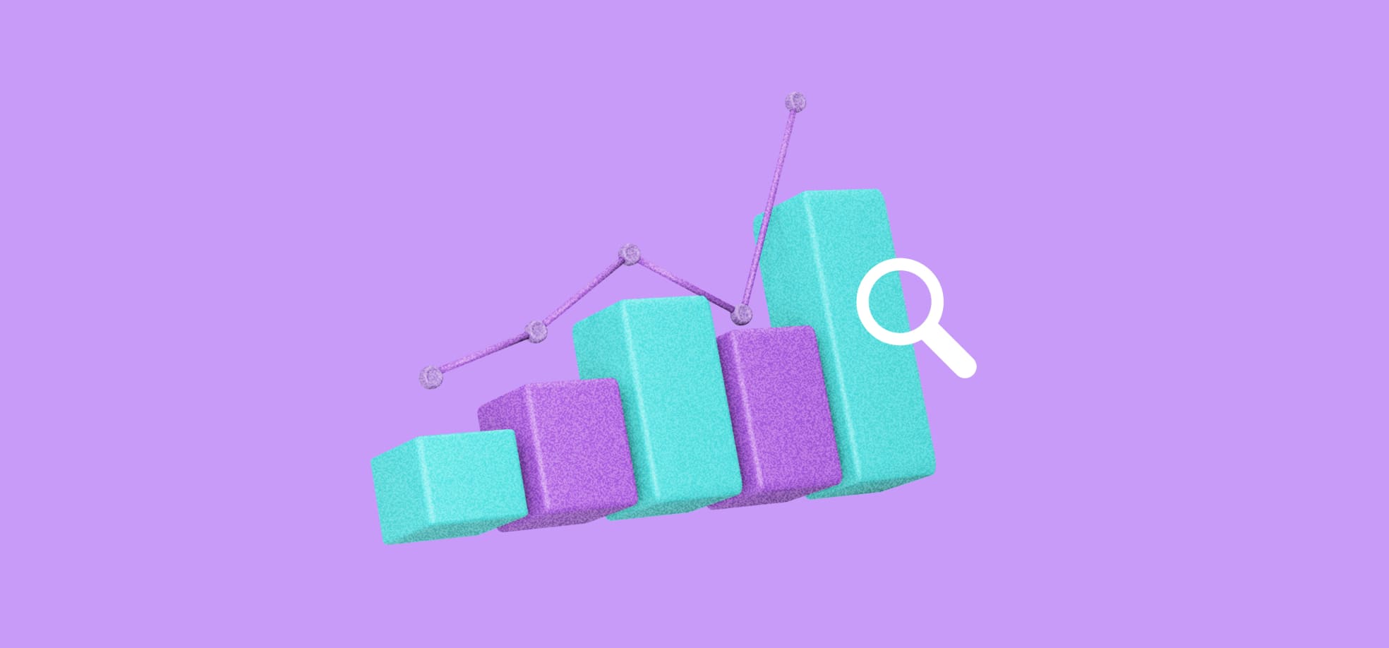 a 3D chart on a purple background illustration