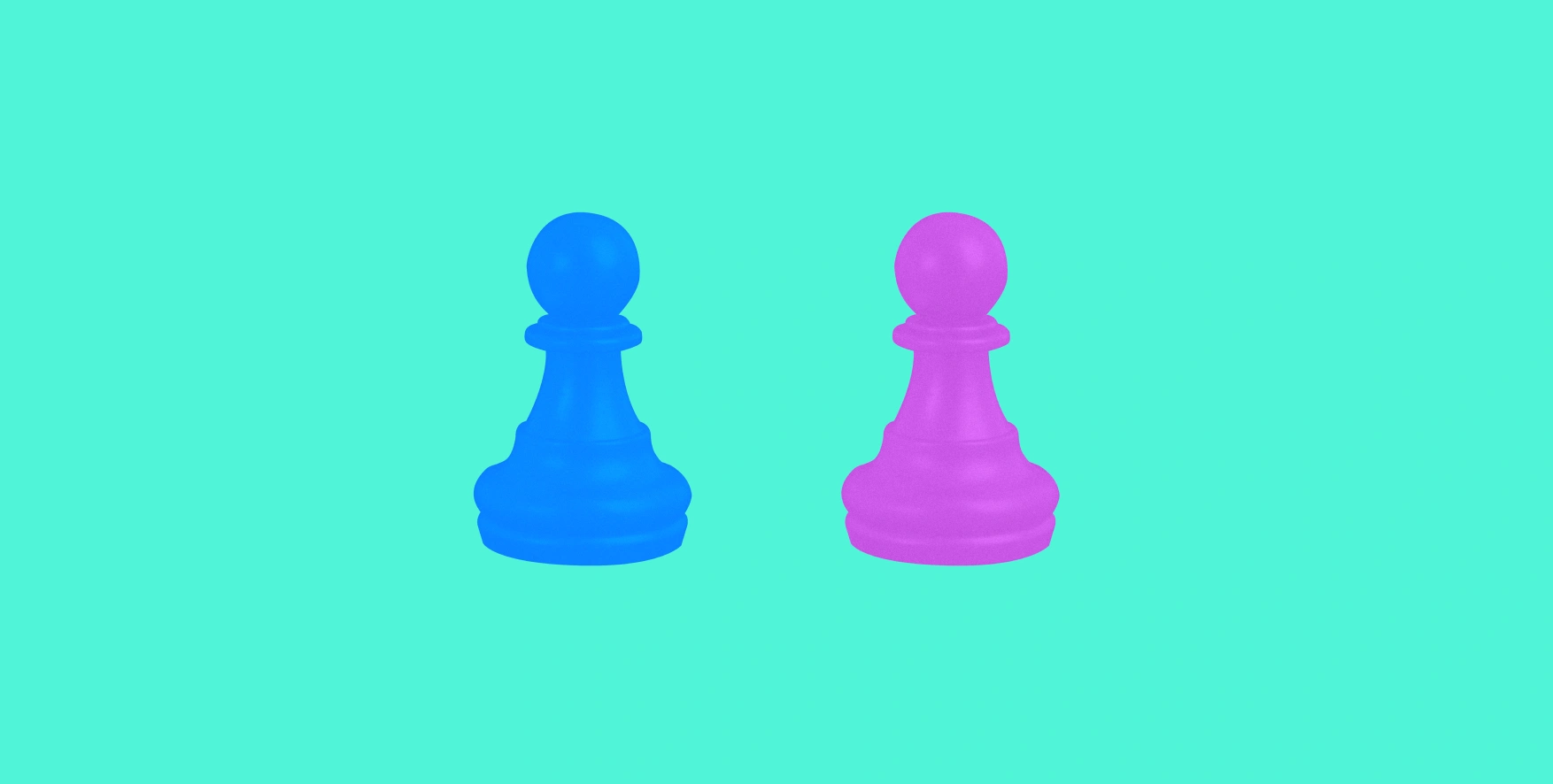 two pawns on green background