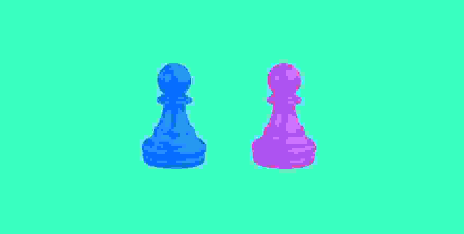 two pawns on green background