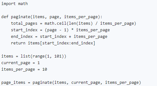 How would you implement a simple pagination system in Python