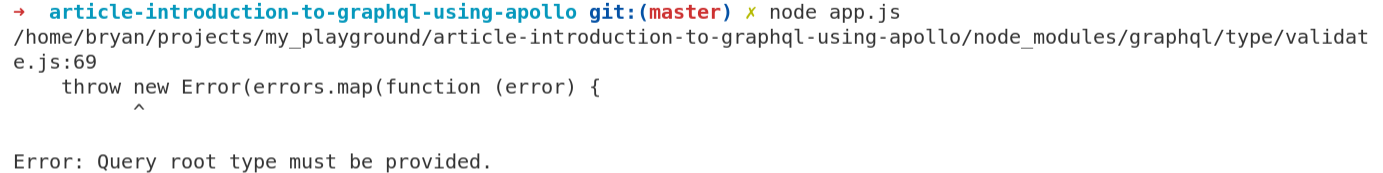 GraphQL query type error example