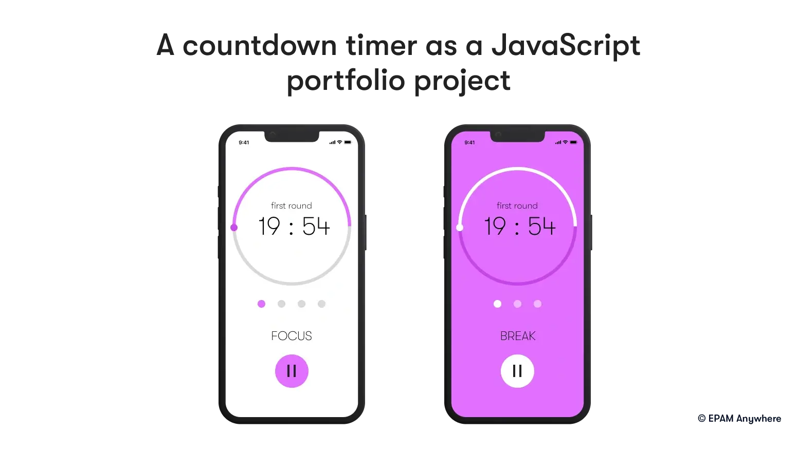 Countdown timer as an example of good JavaScript portfolio projects